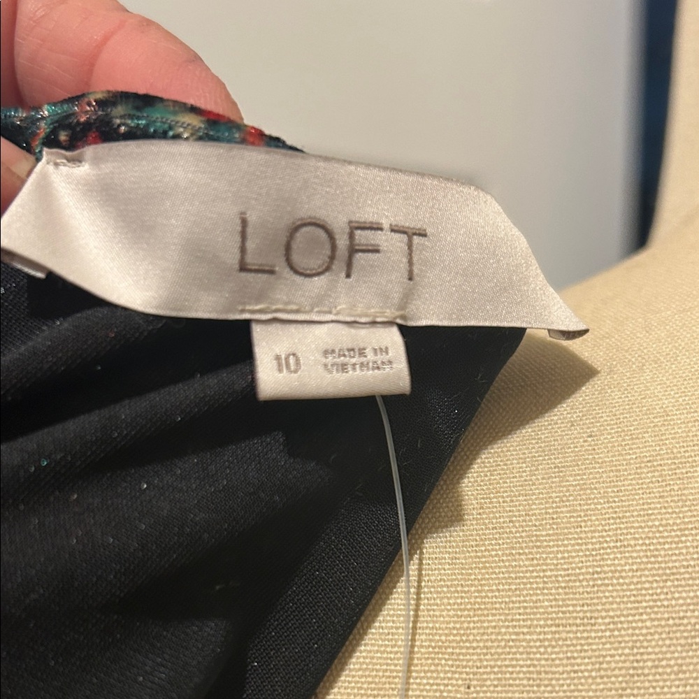 LOFT Elegant Multicolor velvet Patterned Dress NWT - image 14